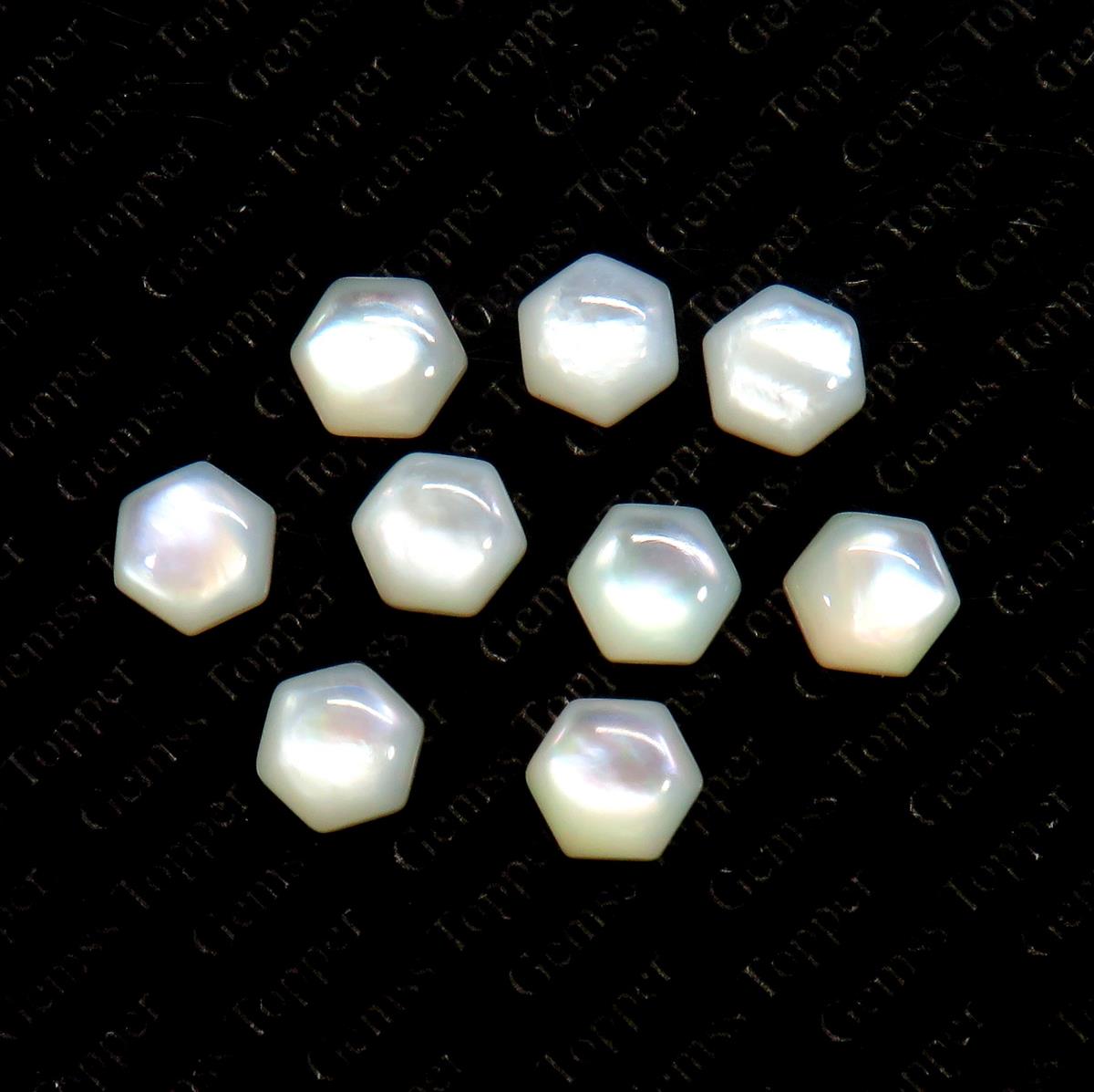 Pearl 10x10 mm Hexagon Cabochon